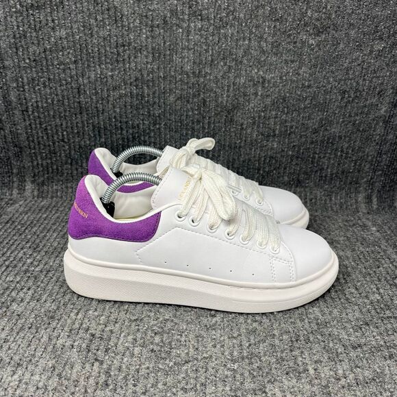 Alexander McQueen Shoes - Alexander McQueen Oversized Sneakers Shoes White Purple Leather Suede Women’s 39